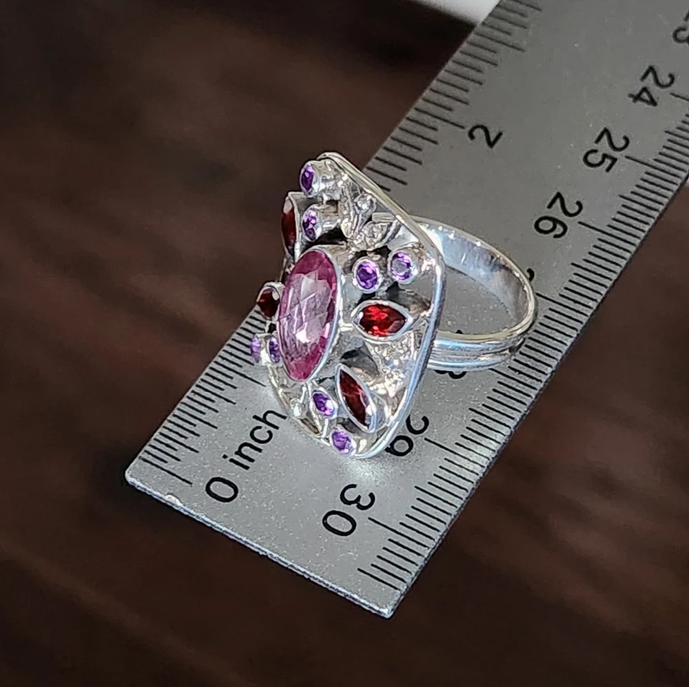 Nicky Butler 925 Sterling Silver Pink Quartz Garnet Designer Gemstone Ring NWT